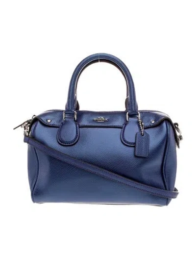Pre-owned Coach Leather Top Handle Bag In Blue