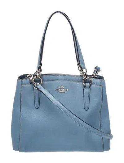 Pre-owned Coach Leather Top Handle Bag In Blue