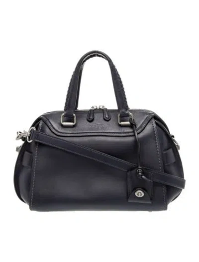 Pre-owned Coach Leather Top Handle Bag In Blue