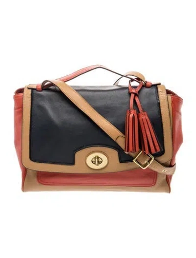 Pre-owned Coach Leather Top Handle Bag In Blue