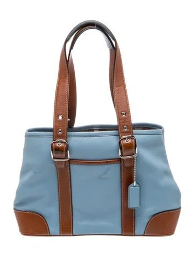 Pre-owned Coach Leather Top Handle Bag In Blue