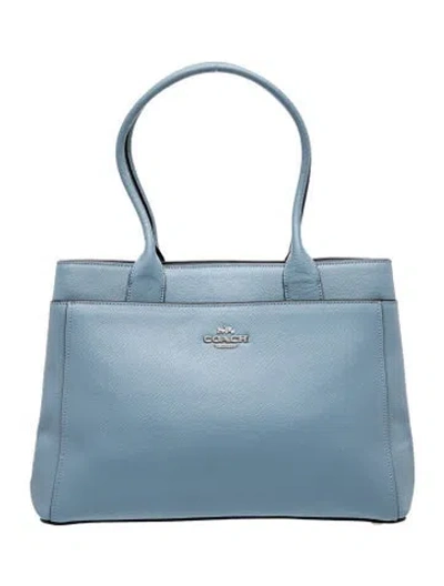 Pre-owned Coach Leather Top Handle Bag In Blue