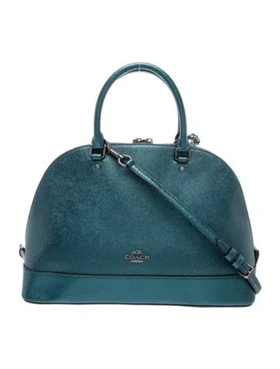 Pre-owned Coach Leather Top Handle Bag In Blue