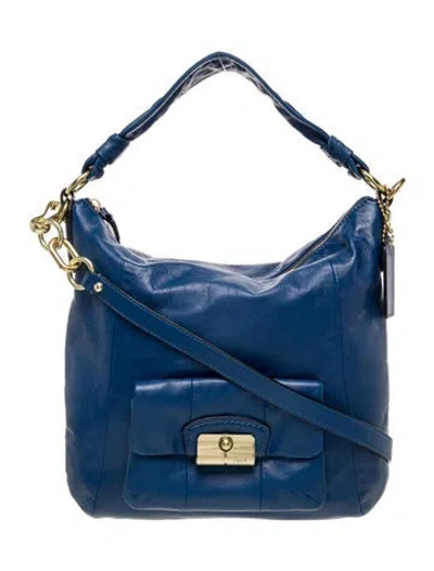 Pre-owned Coach Leather Top Handle Bag In Blue