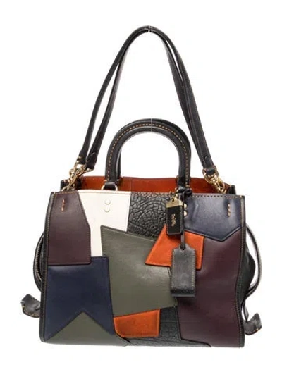 Pre-owned Coach Leather Top Handle Bag In Blue