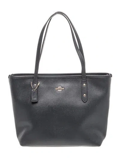 Pre-owned Coach Leather Top Handle Bag In Blue