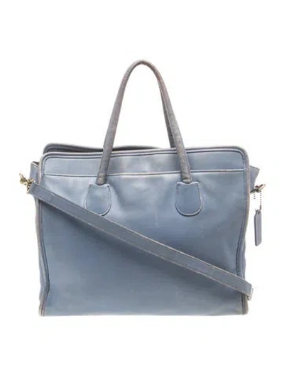 Pre-owned Coach Leather Top Handle Bag In Blue