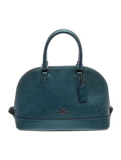 Pre-owned Coach Leather Top Handle Bag In Blue