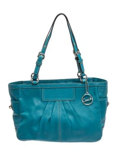 Pre-owned Coach Leather Top Handle Bag In Blue