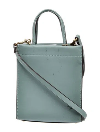 Pre-owned Coach Leather Top Handle Bag In Blue