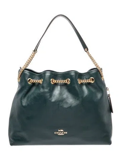 Pre-owned Coach Leather Top Handle Bag In Blue