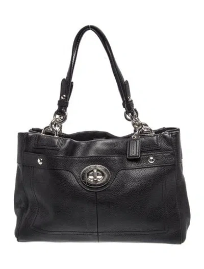 Pre-owned Coach Leather Top Handle Bag In Blue