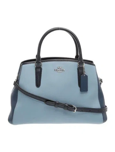 Pre-owned Coach Leather Top Handle Bag In Blue