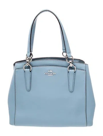Pre-owned Coach Leather Top Handle Bag In Blue