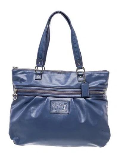 Pre-owned Coach Leather Top Handle Bag In Blue