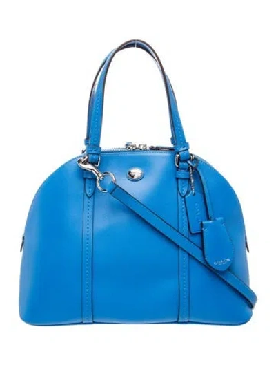 Pre-owned Coach Leather Top Handle Bag In Blue