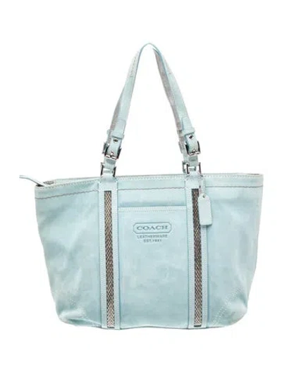 Pre-owned Coach Leather Top Handle Bag In Blue