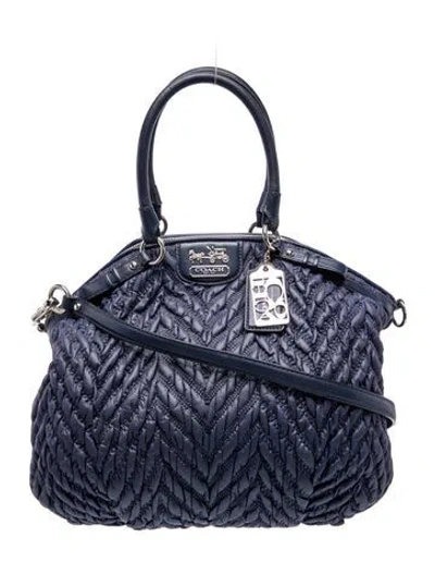 Pre-owned Coach Leather Top Handle Bag In Blue