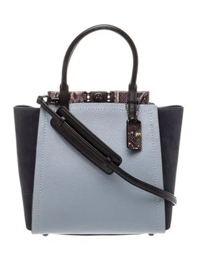 Pre-owned Coach Leather Top Handle Bag In Blue