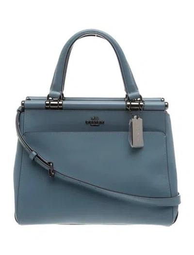 Pre-owned Coach Leather Top Handle Bag In Blue