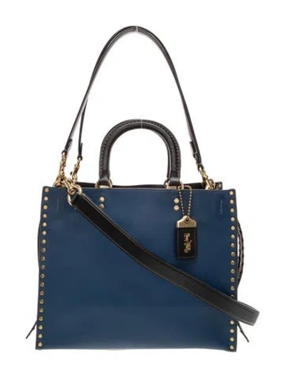 Pre-owned Coach Leather Top Handle Bag In Blue