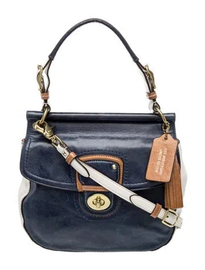 Pre-owned Coach Leather Top Handle Bag In Blue