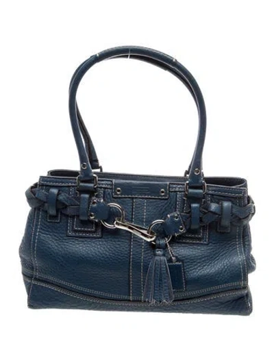 Pre-owned Coach Leather Top Handle Bag In Blue