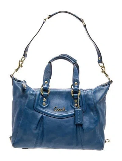 Pre-owned Coach Leather Top Handle Bag In Blue