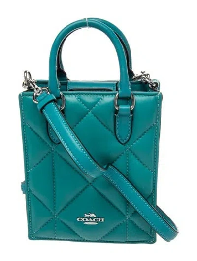 Pre-owned Coach Leather Top Handle Bag In Blue