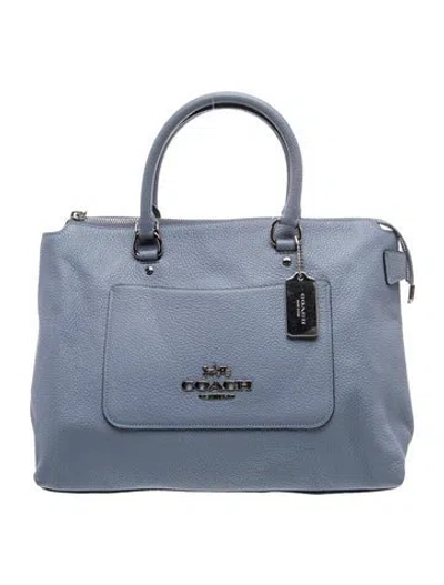 Pre-owned Coach Leather Top Handle Bag In Blue
