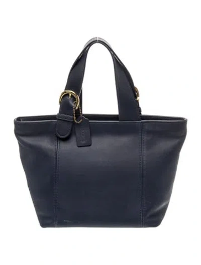 Pre-owned Coach Leather Top Handle Bag In Blue