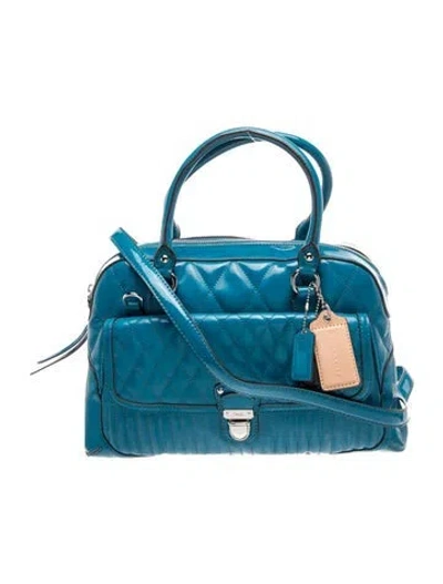 Pre-owned Coach Leather Top Handle Bag In Blue