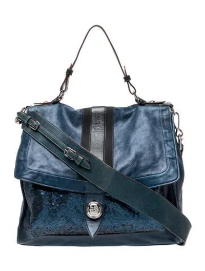 Pre-owned Coach Leather Top Handle Bag In Blue
