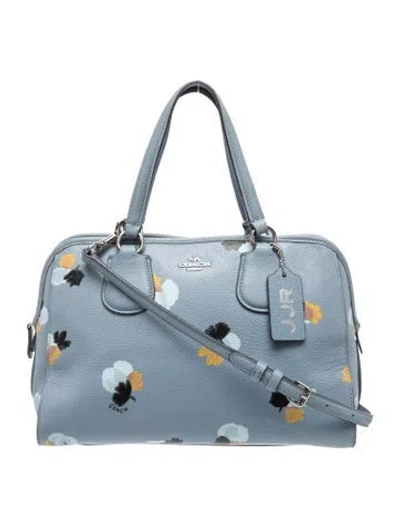 Pre-owned Coach Leather Top Handle Bag In Blue