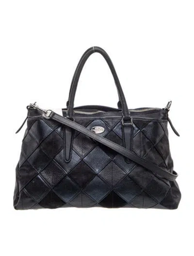 Pre-owned Coach Leather Top Handle Bag In Blue