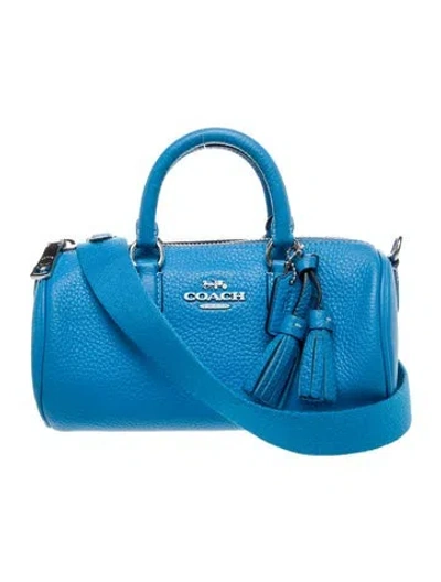 Pre-owned Coach Leather Top Handle Bag In Blue