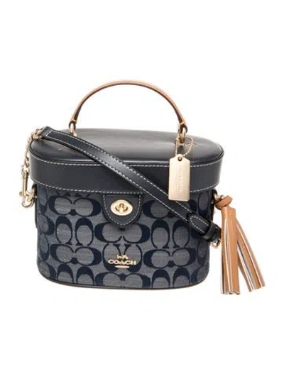 Pre-owned Coach Leather Top Handle Bag In Blue