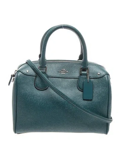 Pre-owned Coach Leather Top Handle Bag In Blue