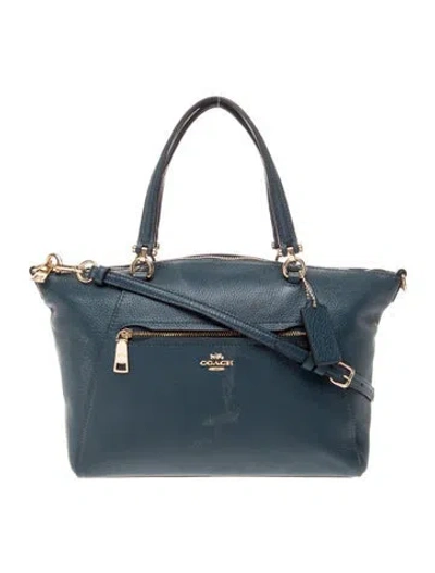 Pre-owned Coach Leather Top Handle Bag In Blue