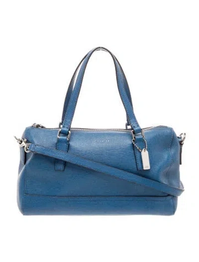 Pre-owned Coach Leather Top Handle Bag In Blue