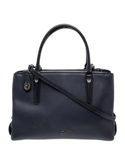 Pre-owned Coach Leather Top Handle Bag In Blue