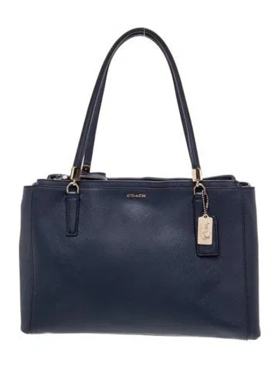 Pre-owned Coach Leather Top Handle Bag In Blue