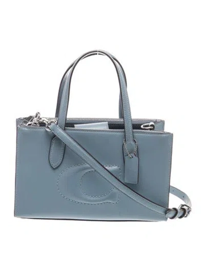 Pre-owned Coach Leather Top Handle Bag In Blue
