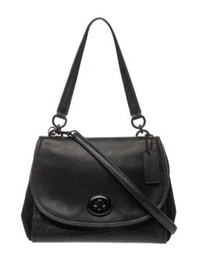 Pre-owned Coach Leather Top Handle Bag In Blue