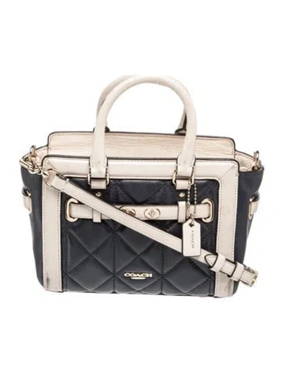 Pre-owned Coach Leather Top Handle Bag In Blue