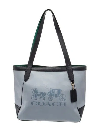 Pre-owned Coach Leather Top Handle Bag In Blue