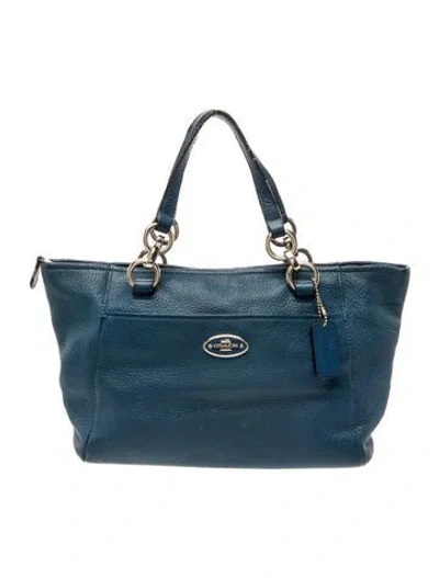 Pre-owned Coach Leather Top Handle Bag In Blue