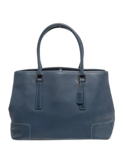 Pre-owned Coach Leather Top Handle Bag In Blue