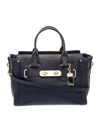 Pre-owned Coach Leather Top Handle Bag In Blue