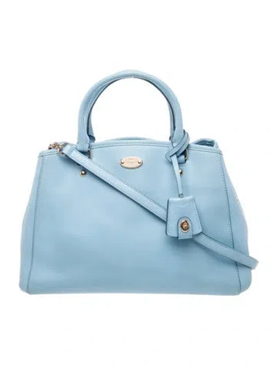 Pre-owned Coach Leather Top Handle Bag In Blue